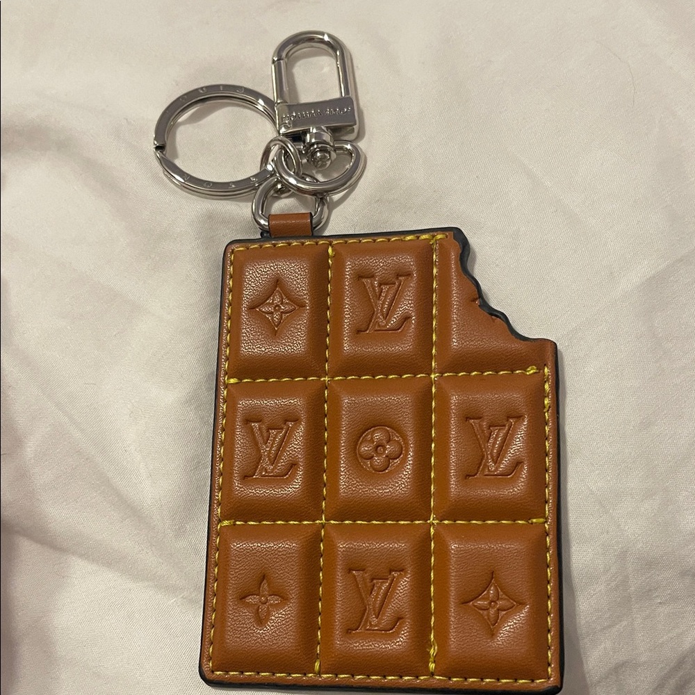 Tan Leather Keychain with Silver Accents